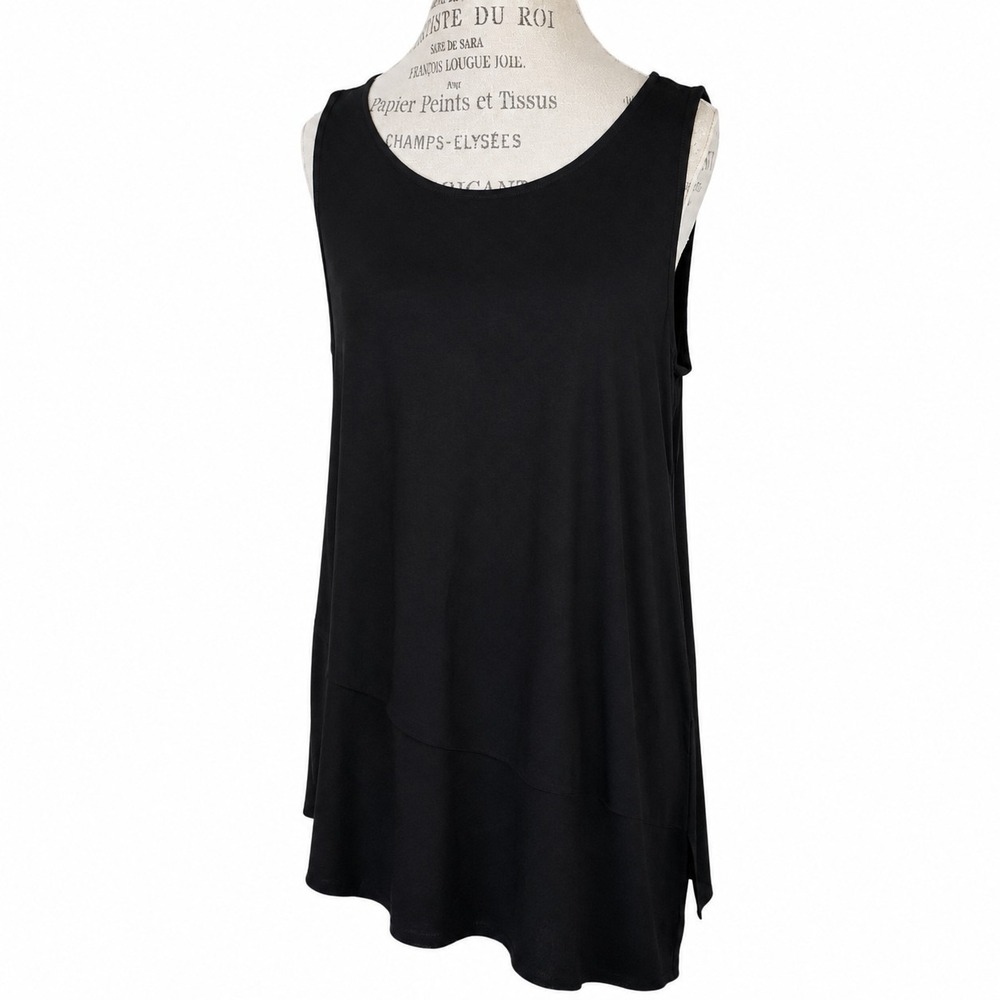 Eileen Fisher Asymmetric Tank Top Womens XL Black Viscose Minimalist Capsule